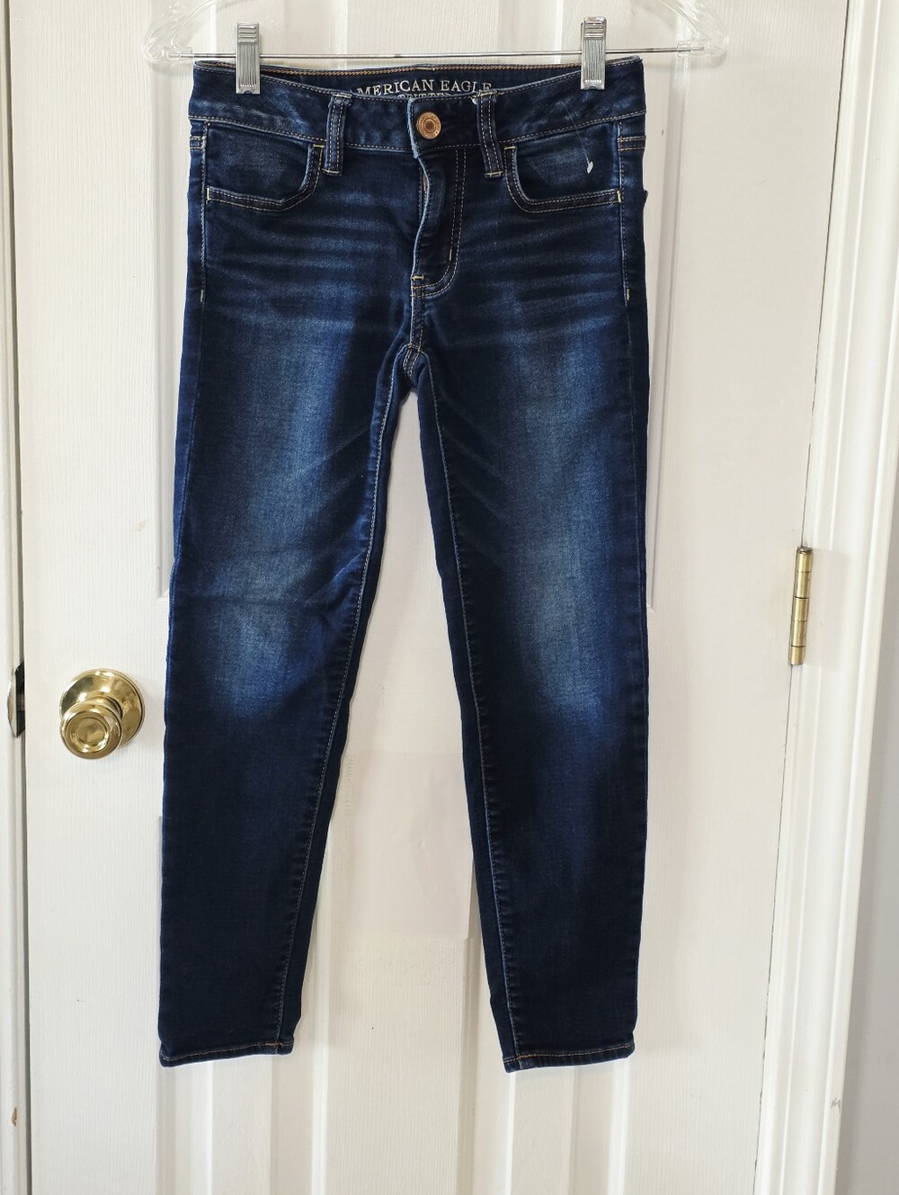 American Eagle Outfitters Dark Blue Super Stretch Jegging Crop Jeans 00 Long